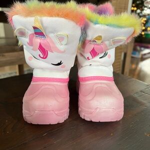 High Sierra Pink Unicorn Kids Rain & Snow Boots